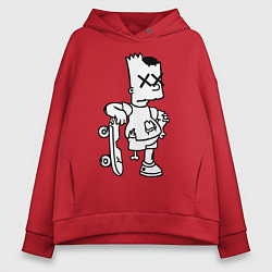 Толстовка оверсайз женская Bart Simpsons Zombie, цвет: красный