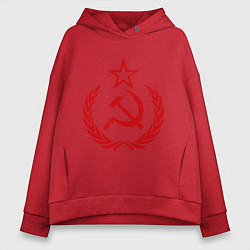 Толстовка оверсайз женская СССР герб, цвет: красный