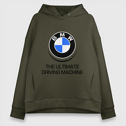 Толстовка оверсайз женская BMW Driving Machine, цвет: хаки