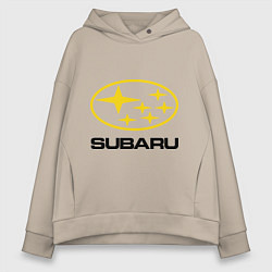 Толстовка оверсайз женская Subaru Logo, цвет: миндальный