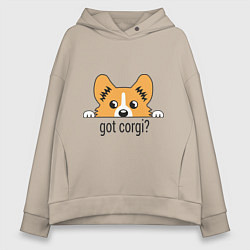 Толстовка оверсайз женская Got Corgi, цвет: миндальный