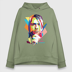 Толстовка оверсайз женская Kurt Cobain: Colors, цвет: авокадо