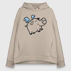 Женское худи оверсайз Крылатый поросёнок