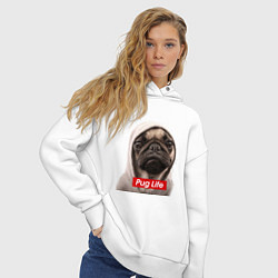 Толстовка оверсайз женская Pug life, цвет: белый — фото 2