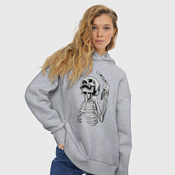 Толстовка оверсайз женская Скелет с бритвой, цвет: меланж — фото 2