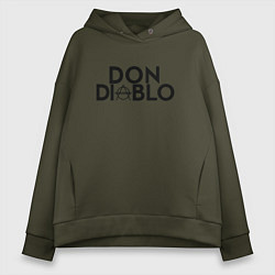 Толстовка оверсайз женская Don Diablo, цвет: хаки