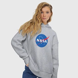 Толстовка оверсайз женская NASA: Logo, цвет: меланж — фото 2