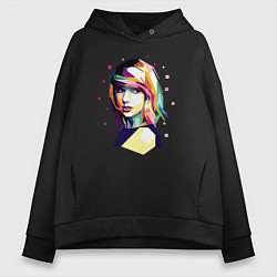 Толстовка оверсайз женская Taylor Swift Art, цвет: черный