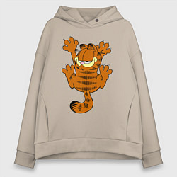 Толстовка оверсайз женская Кот Гарфилд, цвет: миндальный