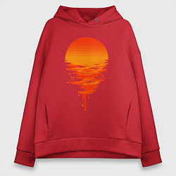 Толстовка оверсайз женская Sunset, цвет: красный