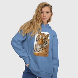 Толстовка оверсайз женская Tiger: retro style цвета мягкое небо — фото 2