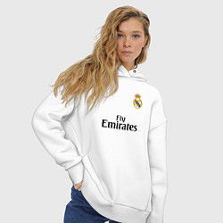 Толстовка оверсайз женская Real Madrid: Fly Emirates, цвет: белый — фото 2