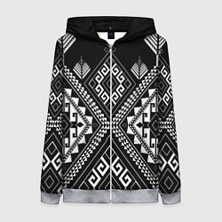 Толстовка на молнии женская Индейские мотивы, цвет: 3D-меланж