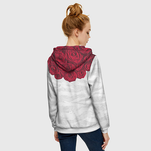 Женская толстовка на молнии Roses White / 3D-Белый – фото 4