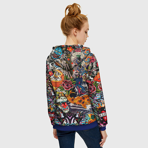 Женская толстовка на молнии Dsquared tatoo / 3D-Синий – фото 4