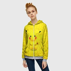 Толстовка на молнии женская Pikachu, цвет: 3D-меланж — фото 2