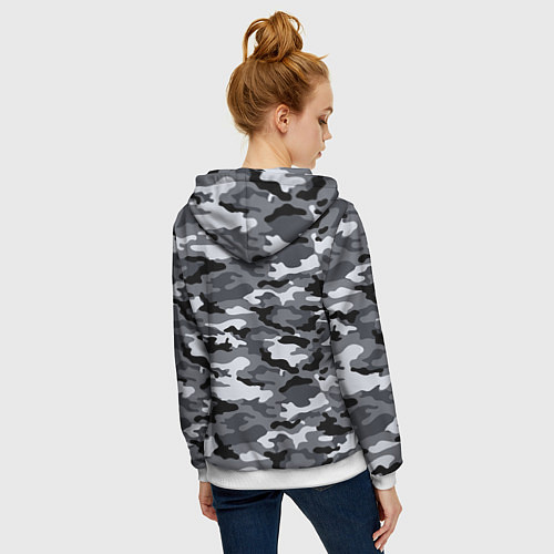 Женская толстовка на молнии Городской камуфляж Россия / 3D-Белый – фото 4