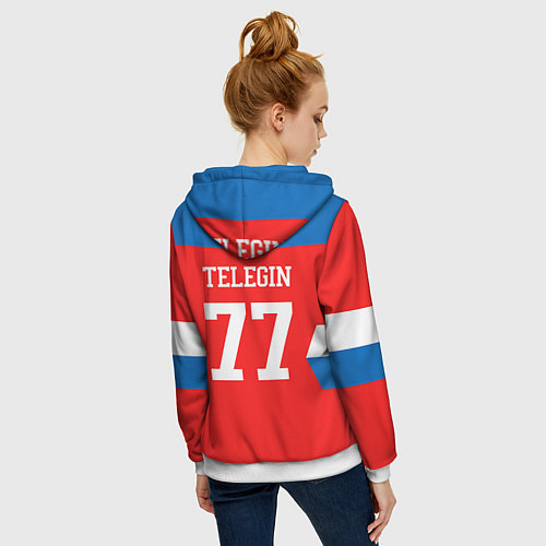 Женская толстовка на молнии Сборная РФ: #77 TELEGIN / 3D-Белый – фото 4