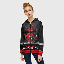 Толстовка на молнии женская New Jersey Devils, цвет: 3D-красный — фото 2