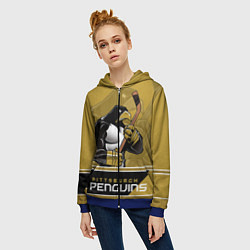 Толстовка на молнии женская Pittsburgh Penguins, цвет: 3D-синий — фото 2