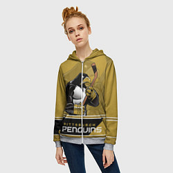 Толстовка на молнии женская Pittsburgh Penguins, цвет: 3D-меланж — фото 2