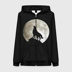 Толстовка на молнии женская Moon Wolf, цвет: 3D-черный