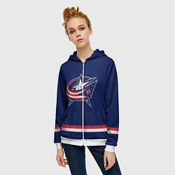 Толстовка на молнии женская Columbus Blue Jackets, цвет: 3D-белый — фото 2