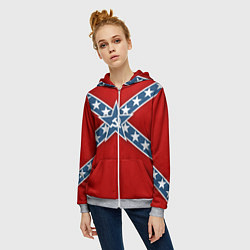 Толстовка на молнии женская Флаг советской конфедерации, цвет: 3D-меланж — фото 2