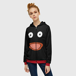 Толстовка на молнии женская Mr Popo Face, цвет: 3D-красный — фото 2