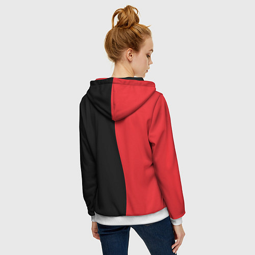 Женская толстовка на молнии Черное и красное / 3D-Белый – фото 4