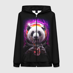 Толстовка на молнии женская Panda Cosmonaut, цвет: 3D-черный
