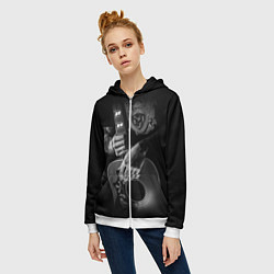 Толстовка на молнии женская Гитарист-рокер, цвет: 3D-белый — фото 2