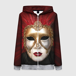 Толстовка на молнии женская Венецианская маска, цвет: 3D-меланж