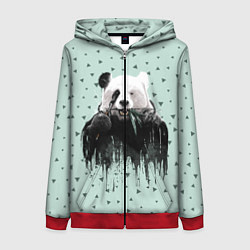 Толстовка на молнии женская Панда-художник, цвет: 3D-красный