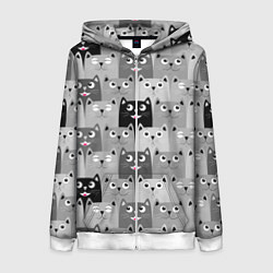 Толстовка на молнии женская Котейки, цвет: 3D-белый