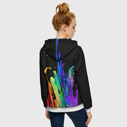 Женская толстовка на молнии Всплеск красок / 3D-Белый – фото 4