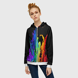 Толстовка на молнии женская Всплеск красок, цвет: 3D-белый — фото 2