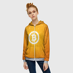 Толстовка на молнии женская Bitcoin Orange, цвет: 3D-меланж — фото 2