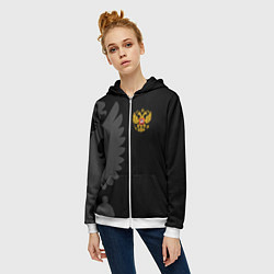 Толстовка на молнии женская Russia - Black collection, цвет: 3D-белый — фото 2