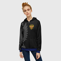 Толстовка на молнии женская Russia - Black collection, цвет: 3D-синий — фото 2