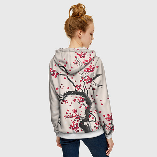 Женская толстовка на молнии Сакура / 3D-Белый – фото 4