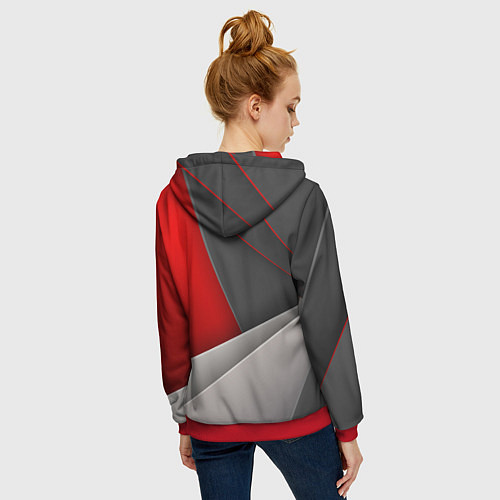 Женская толстовка на молнии Lines / 3D-Красный – фото 4