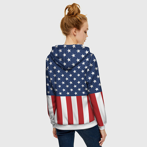 Женская толстовка на молнии Флаг США / 3D-Белый – фото 4