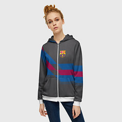 Толстовка на молнии женская Barcelona FC: Dark style, цвет: 3D-белый — фото 2