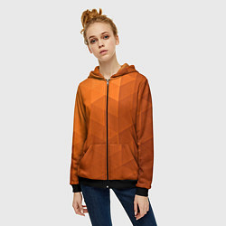 Толстовка на молнии женская Orange abstraction, цвет: 3D-черный — фото 2