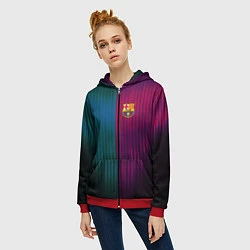 Толстовка на молнии женская Barcelona FC: Abstract 2018, цвет: 3D-красный — фото 2