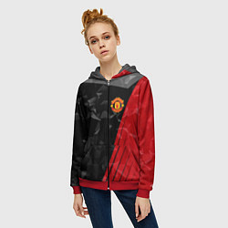 Толстовка на молнии женская FC Manchester United: Abstract, цвет: 3D-красный — фото 2