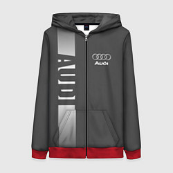 Толстовка на молнии женская Audi: Grey Sport, цвет: 3D-красный