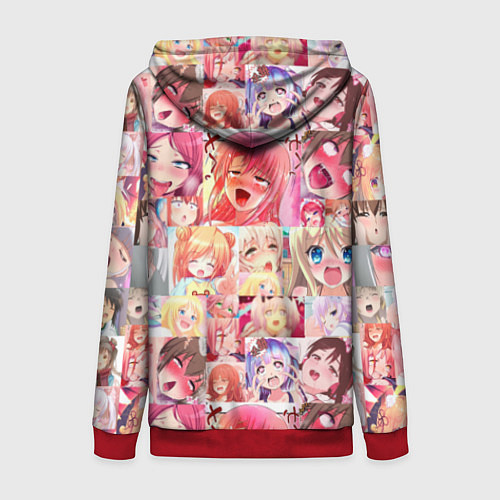 Женская толстовка на молнии Ahegao / 3D-Красный – фото 2