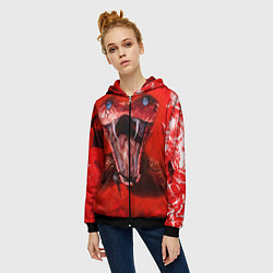 Толстовка на молнии женская Red Snake, цвет: 3D-черный — фото 2